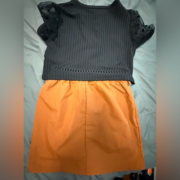 Black top and Orange skirt - Picture 2 of 2
